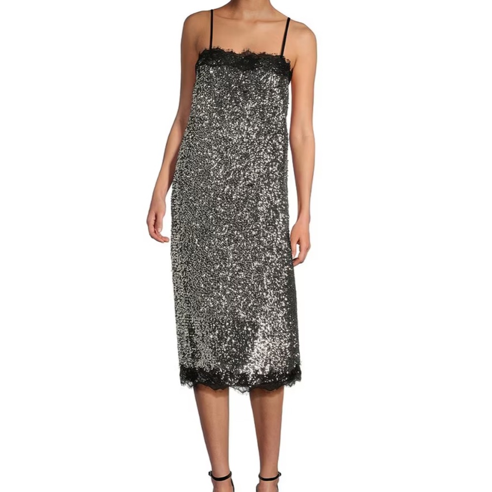 NWT Gianni Bini Lilly Sisto Size 0 Allegra Silver Sequin Dress